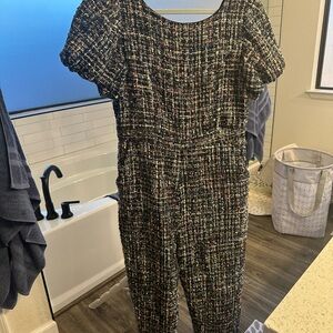 Ivy City Co Black and Gray Jumpsuit with Geometric Pattern